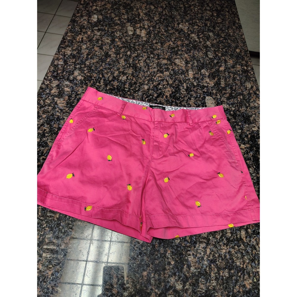 Jones & Co Jones New York Pink Lemon Embroidered Chino Shorts Womens 6 Summer